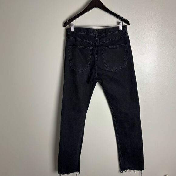 Agolde Cherie high rise black straight leg distressed 100% cotton jeans size 29 - Picture 6 of 17